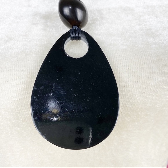 Bohemian Boho Black Wood Shell Statement Necklace - Picture 4 of 9